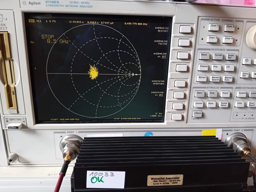 Agilent 8720ES S-parameter network analyzer, live measurement screen, at RF-Labs — buy used brand-specific <a href=